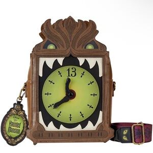 Disney Loungefly  Haunted Mansion Clock Crossbody Bag Glow in Dark NWT